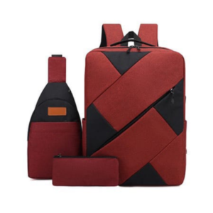 3Pcs Men Backpack Set With pen bag Bookbag Set